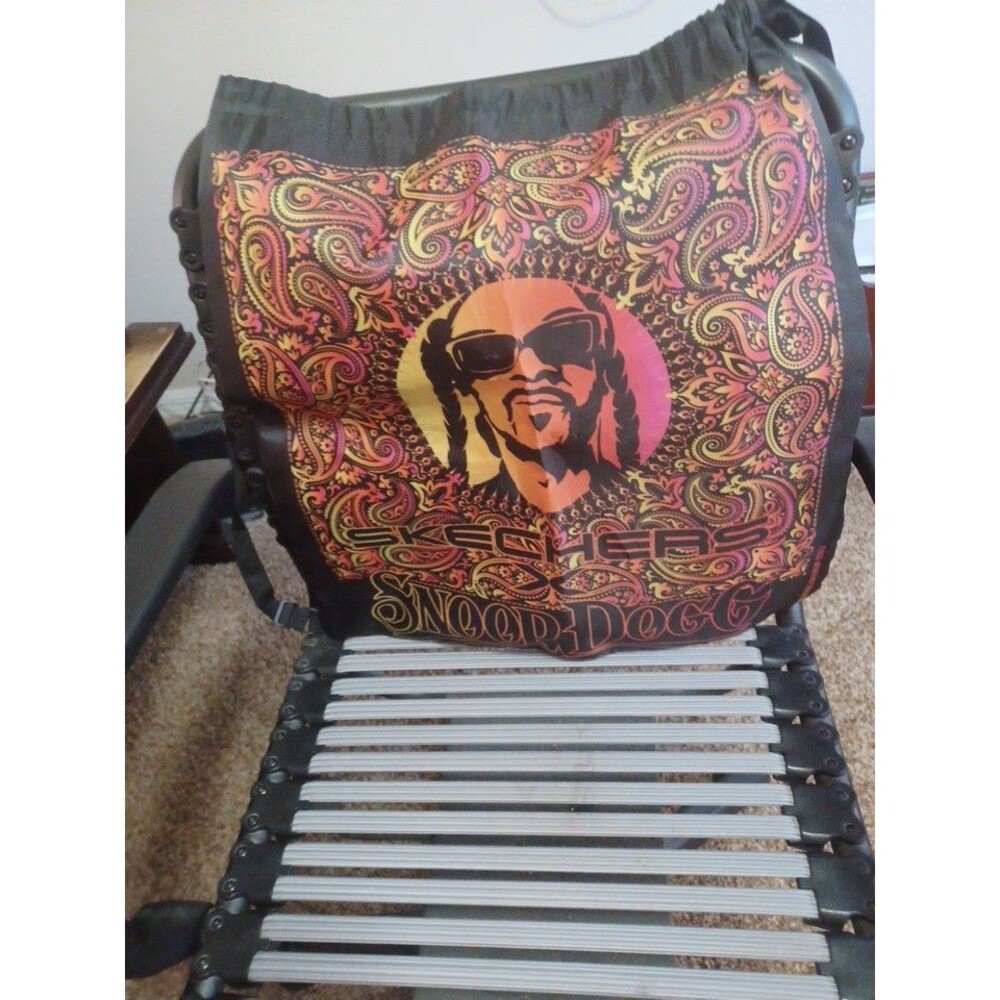 Skechers Snoop Dogg Drawstring Backpack Blk Orange Paisley Cinch Bag